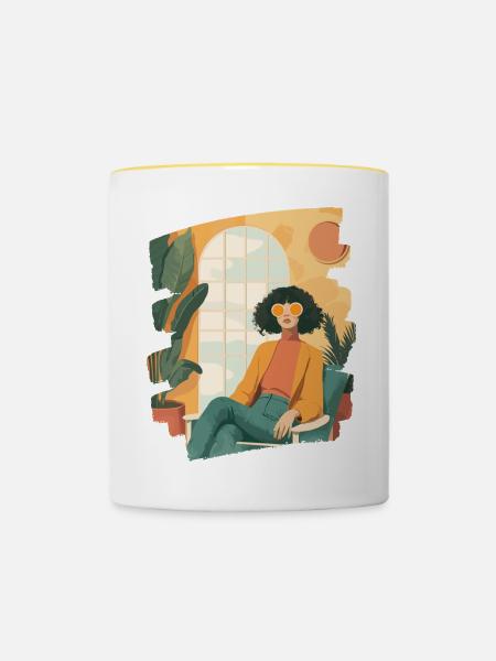 Relax Meditation Selfcare Me-Time - Tasse zweifarbig - Weiß/Gelb