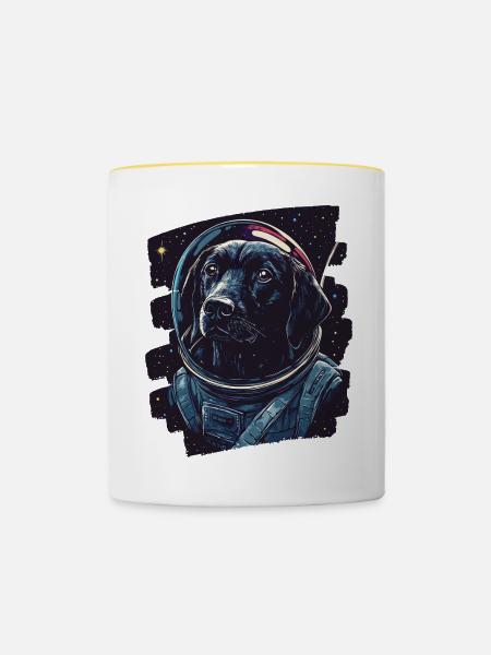Labrador Astronaut - Tasse zweifarbig - Weiß/Gelb