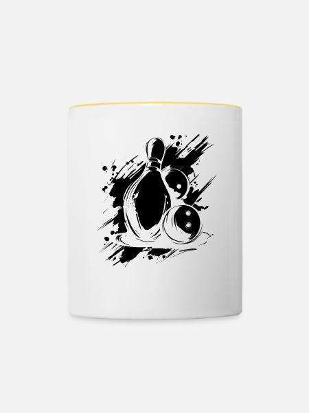 Bowling - Tasse zweifarbig - Weiß/Gelb
