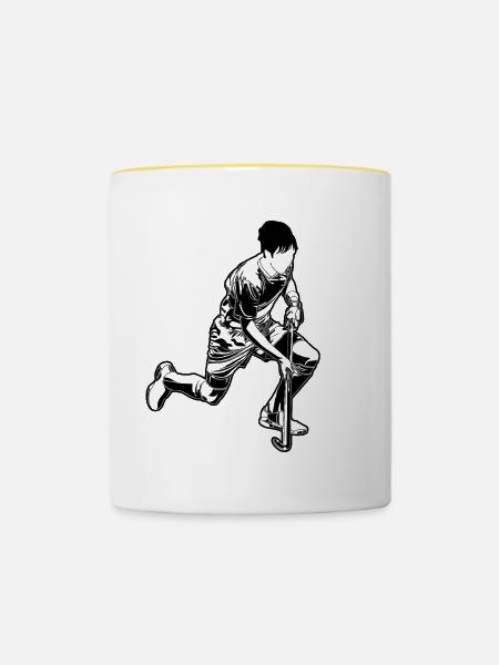 Feldhockeyspieler - Tasse zweifarbig - Weiß/Gelb