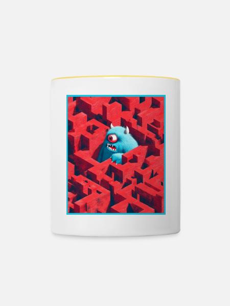 Monster Labyrinth - Tasse zweifarbig - Weiß/Gelb