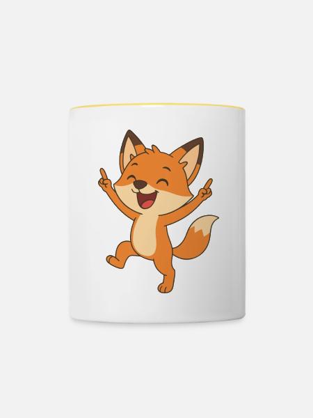 Fröhlicher Fuchs - Tasse zweifarbig - Weiß/Gelb