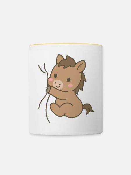 Eingekuschelt Pferdchen - Tasse zweifarbig - Weiß/Gelb