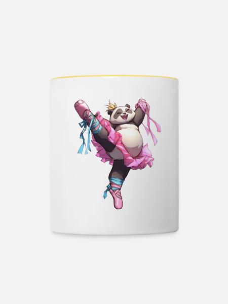 Panda Ballerina - Tasse zweifarbig - Weiß/Gelb
