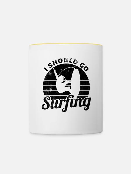 I Should Go Surfing - Tasse zweifarbig - Weiß/Gelb