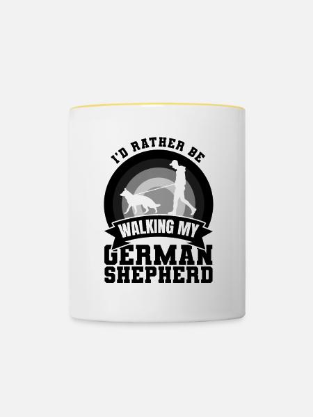 Schäferhund Besitzer Spruch - Tasse zweifarbig - Weiß/Gelb