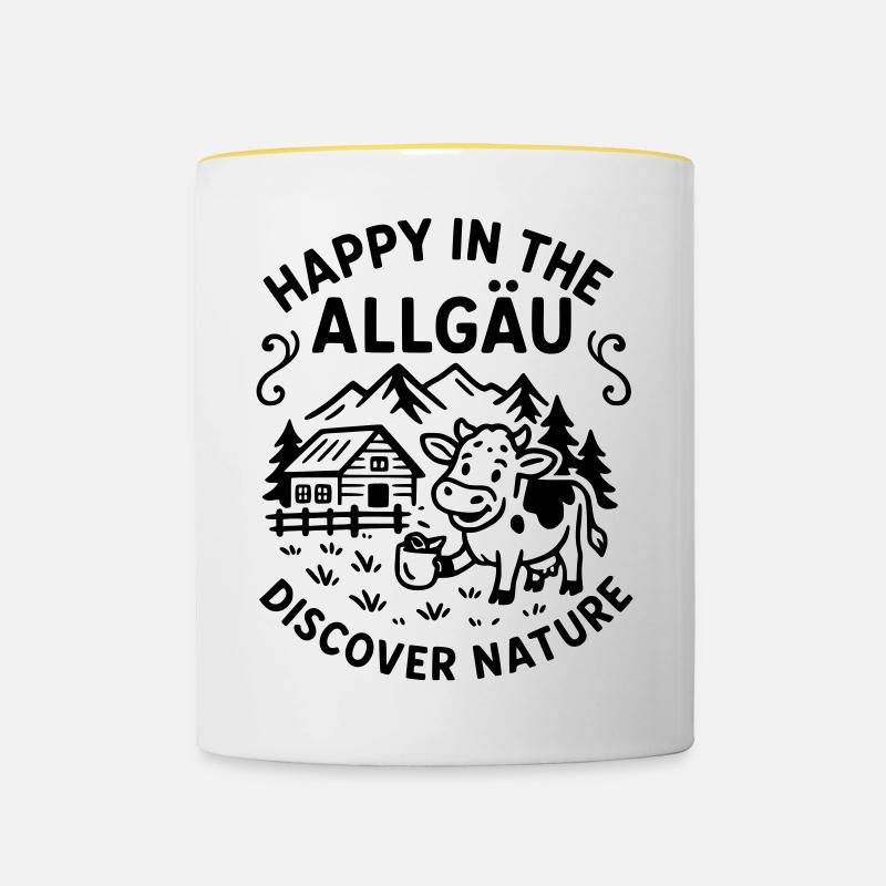HappyAllgaeu - Mug contrasté - blanc/jaune