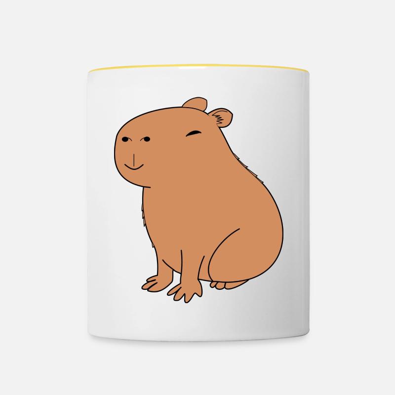 Capybara heureux - Mug contrasté - blanc/jaune