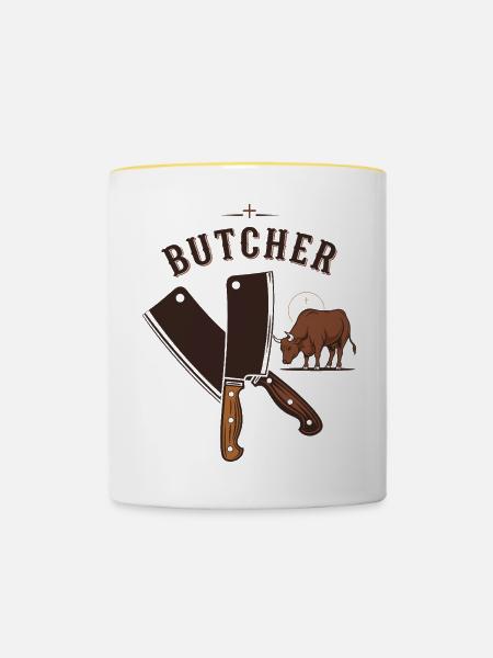Metzger-Meister - Tasse zweifarbig - Weiß/Gelb