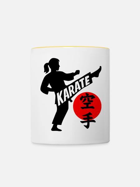Karate - Tasse zweifarbig - Weiß/Gelb