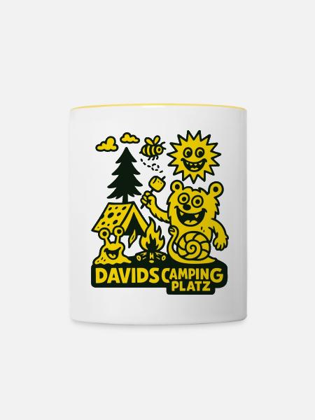David´s Campingplatz - Tasse zweifarbig - Weiß/Gelb