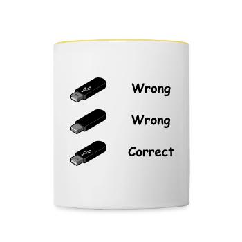 Clé USB Geek Geek informatique cadeau - Mug contrasté - blanc/jaune - Devant