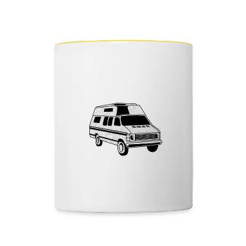 Wo dein Bus Wohnmobil Geschenk - Tasse zweifarbig - Weiß/Gelb - Vorne