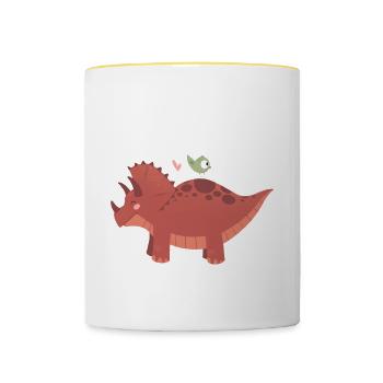 ZAZdesign® Dino Triceratops Dreihorndino - Mug contrasté - blanc/jaune - Devant