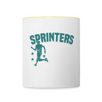 Motif marathon pour coureurs et joggeurs - Mug contrasté - blanc/jaune - Devant