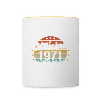 Cadeau d'anniversaire 51 Ans Millésime 1971 - Mug contrasté - blanc/jaune - Devant
