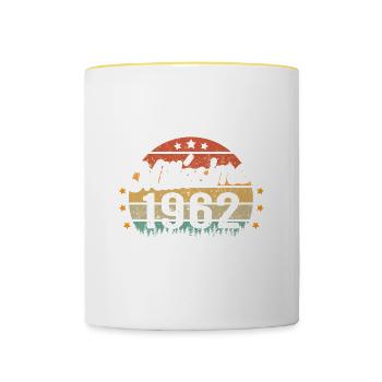 Cadeau d'anniversaire 60 Ans Millésime 1962 - Mug contrasté - blanc/jaune - Devant