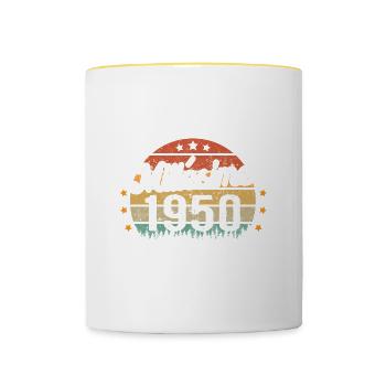 Cadeau d'anniversaire 72 Ans Millésime 1950 - Mug contrasté - blanc/jaune - Devant