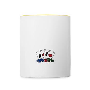 Tough Way to Make an Easy Living Poker Work Poker - Tasse zweifarbig - Weiß/Gelb - Vorne
