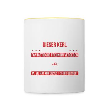 Sorry Liebe Frauen Dieser Kerl Ist Vergeben - Tasse zweifarbig - Weiß/Gelb - Vorne