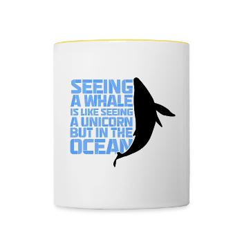Beluga Whale Design für Meeressäuger und Orca - Tasse zweifarbig - Weiß/Gelb - Vorne