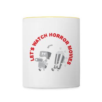 Let's Watch Horror Movies Happy Halloween Cuddle - Tasse zweifarbig - Weiß/Gelb - Vorne