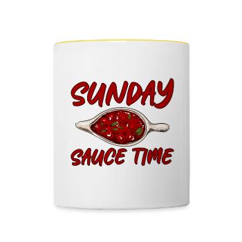 Sunday Sauce Time 2 - Tasse zweifarbig - Weiß/Gelb - Vorne