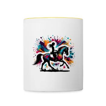 Fille Quarter Horse - Mug contrasté - blanc/jaune - Devant