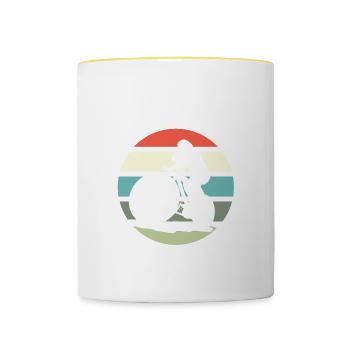 Never Underestimate An Old Guy on a Bicycle - Tasse zweifarbig - Weiß/Gelb - Vorne