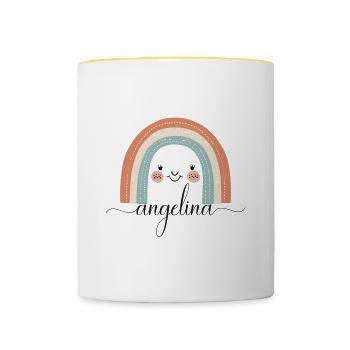 Angelina! Rainbow, customisable - Contrasting Mug - white/yellow - Front
