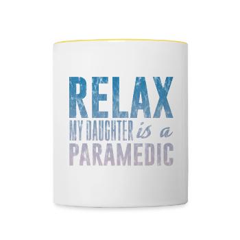 Détendez-vous ma fille est ambulancière 3 - Mug contrasté - blanc/jaune - Devant