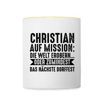 First name Chris Christian - Contrasting Mug - white/yellow - Front