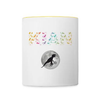 KIAN - Schöner Jungen Name mit Dinosaurier - Tasse zweifarbig - Weiß/Gelb - Vorne