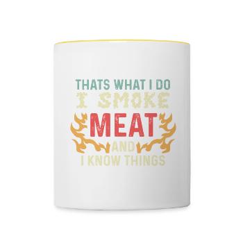 I smoke meat meat lover gift - Contrasting Mug - white/yellow - Front