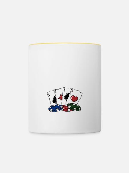 Meister Bluffer Casino Poker Gambling Poker - Tasse zweifarbig - Weiß/Gelb