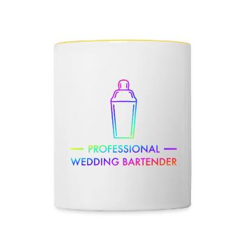 Barman de mariage Cocktail Long Drink Cadeau - Mug contrasté - blanc/jaune - Devant