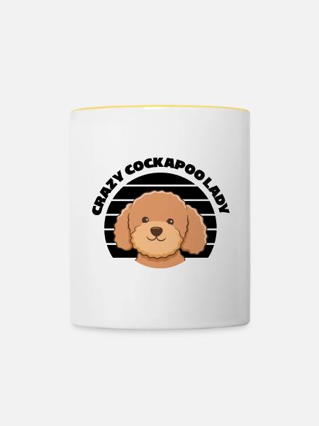 Cockapoo Hunde | Hunderasse Haustiere Geschenkidee - Tasse zweifarbig - Weiß/Gelb