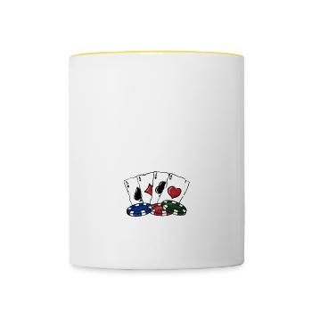 Retirement Plan Playing Poker Gambler Retired - Contrasting Mug - white/yellow - Front