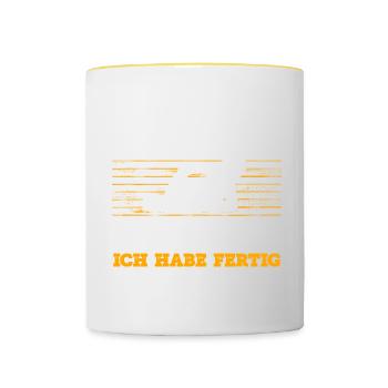 Endlich Rentner Ich Habe Fertig Geschenk - Tasse zweifarbig - Weiß/Gelb - Vorne