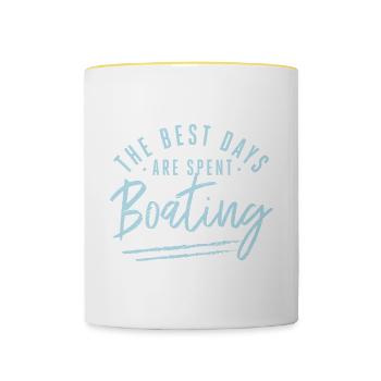 Les meilleurs jours sont passés à faire du bateau En disant bateau - Mug contrasté - blanc/jaune - Devant