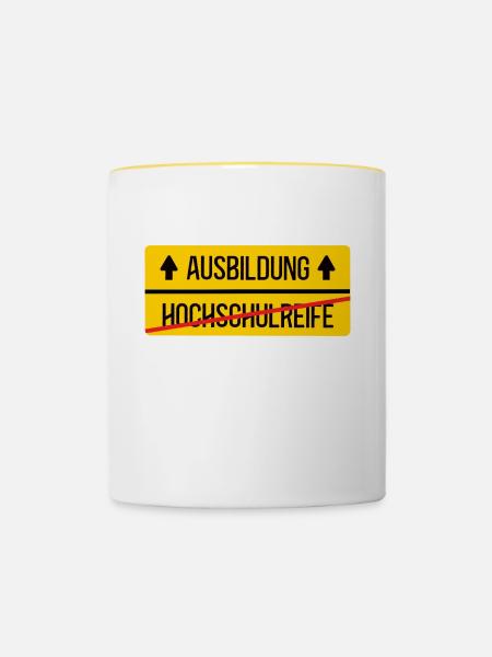 Ausbildung Beginn Ausbildungsstart Schulabschluß - Tasse zweifarbig - Weiß/Gelb