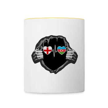 England und Aserbaidschan Aserbaidschanische Fahne - Tasse zweifarbig - Weiß/Gelb - Vorne