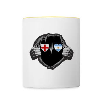 England und Argentinien Argentinische Flaggen - Tasse zweifarbig - Weiß/Gelb - Vorne