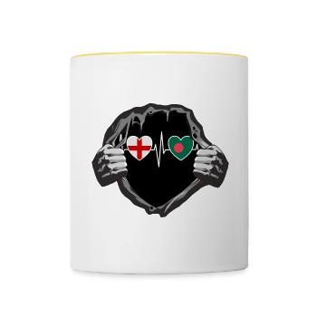 England und Bangladesch Bangladesh Fahne Flaggen - Tasse zweifarbig - Weiß/Gelb - Vorne