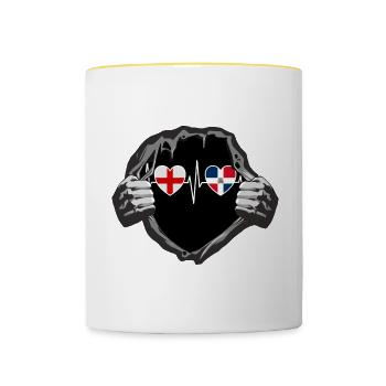 England und Dominikanische Republik Fahne Flaggen - Tasse zweifarbig - Weiß/Gelb - Vorne