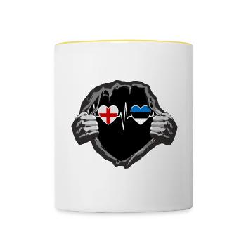 England und Estland Estländisch Estonia Flaggen - Tasse zweifarbig - Weiß/Gelb - Vorne