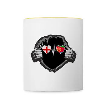 England und Eritrea Eritreische Fahne Flaggen - Tasse zweifarbig - Weiß/Gelb - Vorne