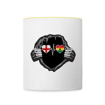England und Ghana Ghanaisch Fahne Flaggen - Tasse zweifarbig - Weiß/Gelb - Vorne