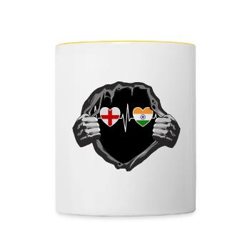 England und Indien Indisch India Fahne Flaggen - Tasse zweifarbig - Weiß/Gelb - Vorne