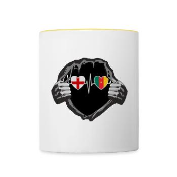 England und Kamerun Kamerunische Fahne Flaggen - Tasse zweifarbig - Weiß/Gelb - Vorne